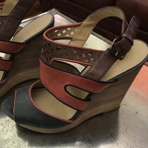DSW Leather Eclectic Wedge Heels